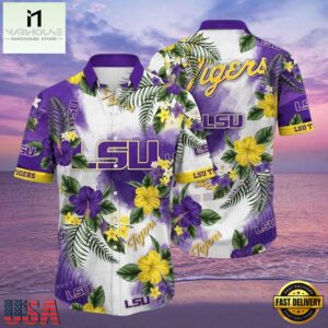 NCAA Lsu Tigers Flower Hawaiian Shirt Outfit 3D Shirt, Lsu Tigers Football Christmas Gifts