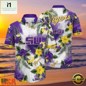 NCAA Lsu Tigers Flower Hawaiian Shirt Outfit 3D Shirt, Lsu Tigers Football Christmas Gifts