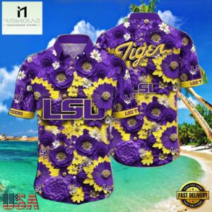 NCAA Lsu Tigers Flower Hawaiian Shirt Outfit 3D Shirt, Lsu Tigers Gifts For Men Women