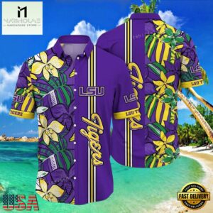 NCAA Lsu Tigers Flower Hawaiian Shirt Outfit 3D Shirt, Lsu Tigers Gifts