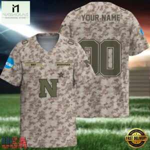 NCAA Navy Midshipmen Camo Veterans Personalized Football Jersey