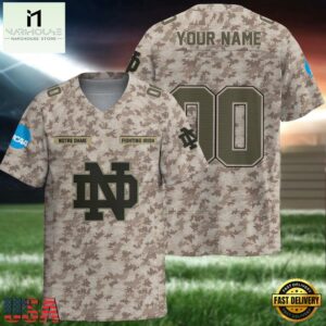 NCAA Notre Dame Fighting Irish Camo Veterans Personalized Football Jersey