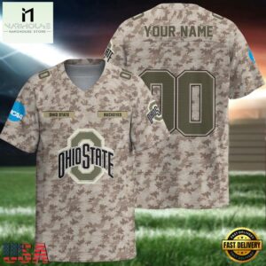 NCAA Ohio State Buckeyes Camo Veterans Personalized Football Jersey