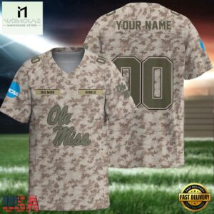 NCAA Ole Miss Rebels Camo Veterans Personalized Football Jersey
