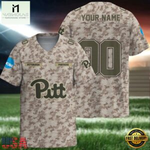 NCAA Pittsburgh Panthers Camo Veterans Personalized Football Jersey