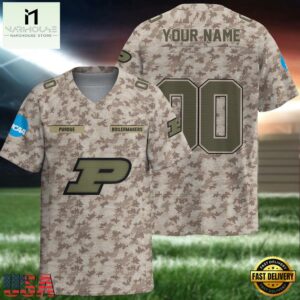 NCAA Purdue Boilermakers Camo Veterans Personalized Football Jersey
