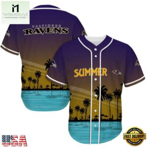 NFL Baltimore Ravens Palm Trees Summer On The Beach Baseball Jersey