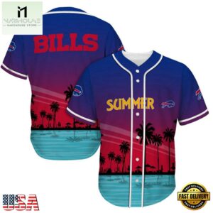 NFL Buffalo Bills Palm Trees Summer On The Beach Baseball Jersey