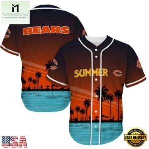 NFL Chicago Bears Palm Trees Summer On The Beach Baseball Jersey