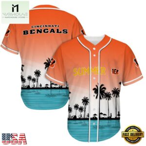 NFL Cincinnati Bengals Palm Trees Summer On The Beach Baseball Jersey