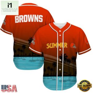 NFL Cleveland Browns Palm Trees Summer On The Beach Baseball Jersey
