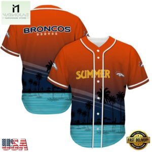 NFL Denver Broncos Palm Trees Summer On The Beach Baseball Jersey