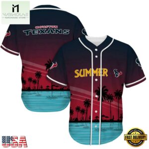 NFL Houston Texans Palm Trees Summer On The Beach Baseball Jersey