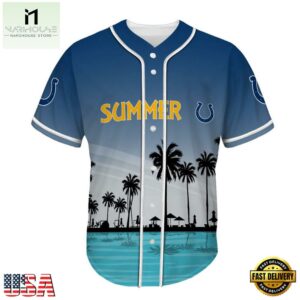 NFL Indianapolis Colts Palm Trees Summer On The Beach Baseball Jersey