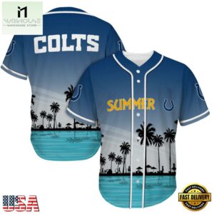NFL Indianapolis Colts Palm Trees Summer On The Beach Baseball Jersey