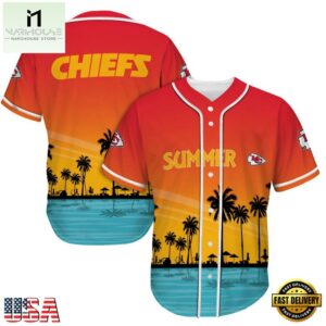NFL Kansas City Chiefs Palm Trees Summer On The Beach Baseball Jersey