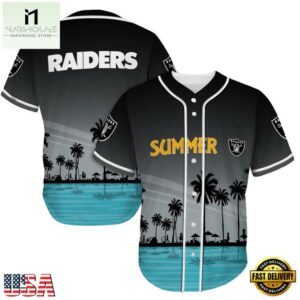 NFL Las Vegas Raiders Palm Trees Summer On The Beach Baseball Jersey