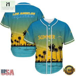 NFL Los Angeles Chargers Palm Trees Summer On The Beach Baseball Jersey
