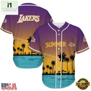 NFL Los Angeles Lakers Palm Trees Summer On The Beach Baseball Jersey