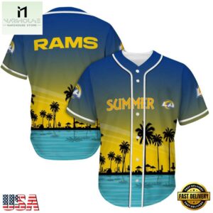 NFL Los Angeles Rams Palm Trees Summer On The Beach Baseball Jersey