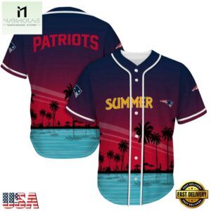 NFL New England Patriots Palm Trees Summer On The Beach Baseball Jersey