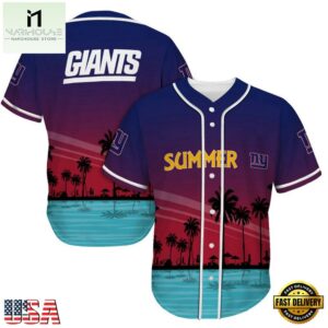 NFL New York Giants Palm Trees Summer On The Beach Baseball Jersey