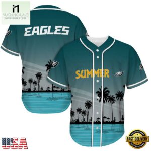 NFL Philadelphia Eagles Palm Trees Summer On The Beach Baseball Jersey