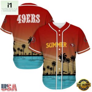 NFL San Francisco 49ers Palm Trees Summer On The Beach Baseball Jersey