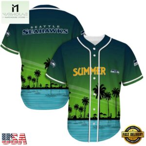 NFL Seattle Seahawks Palm Trees Summer On The Beach Baseball Jersey
