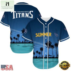 NFL Tennessee Titans Palm Trees Summer On The Beach Baseball Jersey