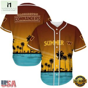 NFL Washington Commanders Palm Trees Summer On The Beach Baseball Jersey