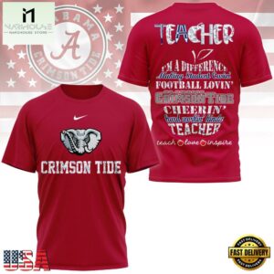 Alabama Crimson Tide Teacher Teach Love Inspire All Over Print Shirt