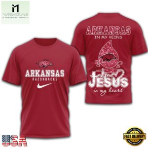 Arkansas Razorbacks Jesus In My Heart All Over Print Shirt