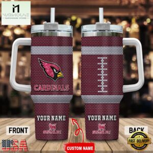 Custom Name Arizona Cardinals Stainless Steel Tumbler 40Oz Handle For Fans