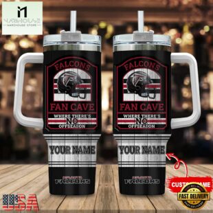 Custom Name Atlanta Falcons NFL Fan Cave Stainless Steel Tumbler 40Oz With Handle