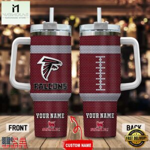 Custom Name Atlanta Falcons Stainless Steel Tumbler 40Oz Handle For Fans