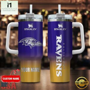 Custom Name Baltimore Ravens NFL Football Stainless Steel Tumbler 40Oz