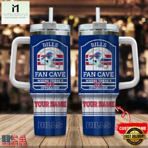 Custom Name Buffalo Bills NFL Fan Cave Stainless Steel Tumbler 40Oz With Handle