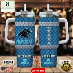 Custom Name Carolina Panthers Stainless Steel Tumbler 40Oz Handle For Fans