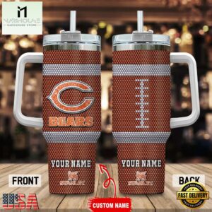 Custom Name Chicago Bears Stainless Steel Tumbler 40Oz Handle For Fans