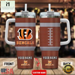 Custom Name Cincinnati Bengals Stainless Steel Tumbler 40Oz Handle For Fans