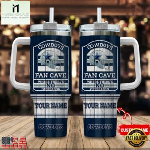 Custom Name Dallas Cowboys NFL Fan Cave Stainless Steel Tumbler 40Oz With Handle