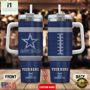 Custom Name Dallas Cowboys Stainless Steel Tumbler 40Oz Handle For Fans