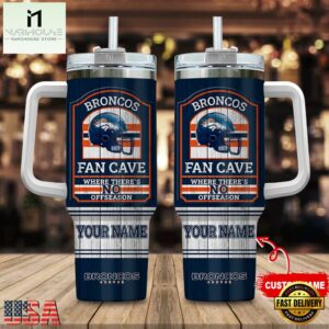 Custom Name Denver Broncos NFL Fan Cave Stainless Steel Tumbler 40Oz With Handle