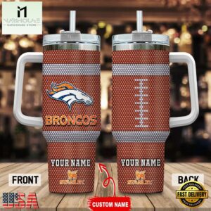 Custom Name Denver Broncos Stainless Steel Tumbler 40Oz Handle For Fans