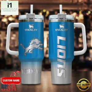 Custom Name Detroit Lions NFL Football Stainless Steel Tumbler 40Oz