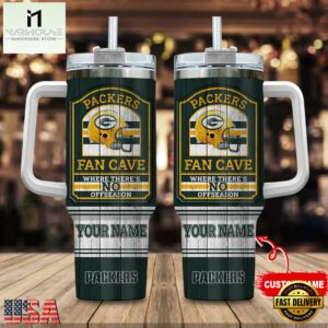 Custom Name Green Bay Packers NFL Fan Cave Stainless Steel Tumbler 40Oz With Handle
