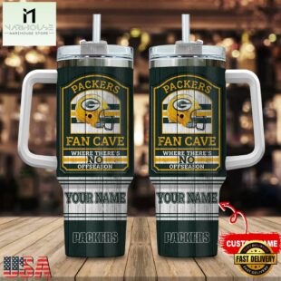 Custom Name Green Bay Packers NFL Fan Cave Stainless Steel Tumbler 40Oz With Handle