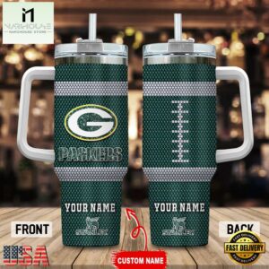 Custom Name Green Bay Packers Stainless Steel Tumbler 40Oz Handle For Fans