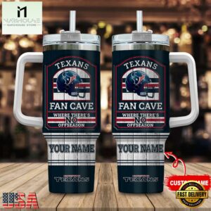 Custom Name Houston Texans NFL Fan Cave Stainless Steel Tumbler 40Oz With Handle